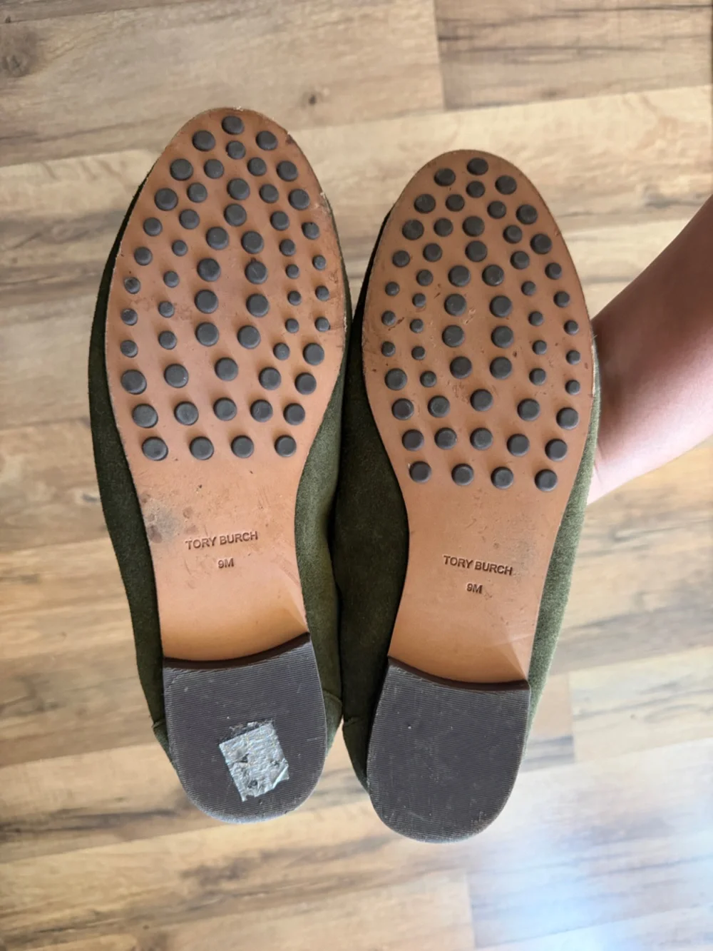 EUC Tory Burch Olive Suede Penny Loafers for women - Picture 3 of 3